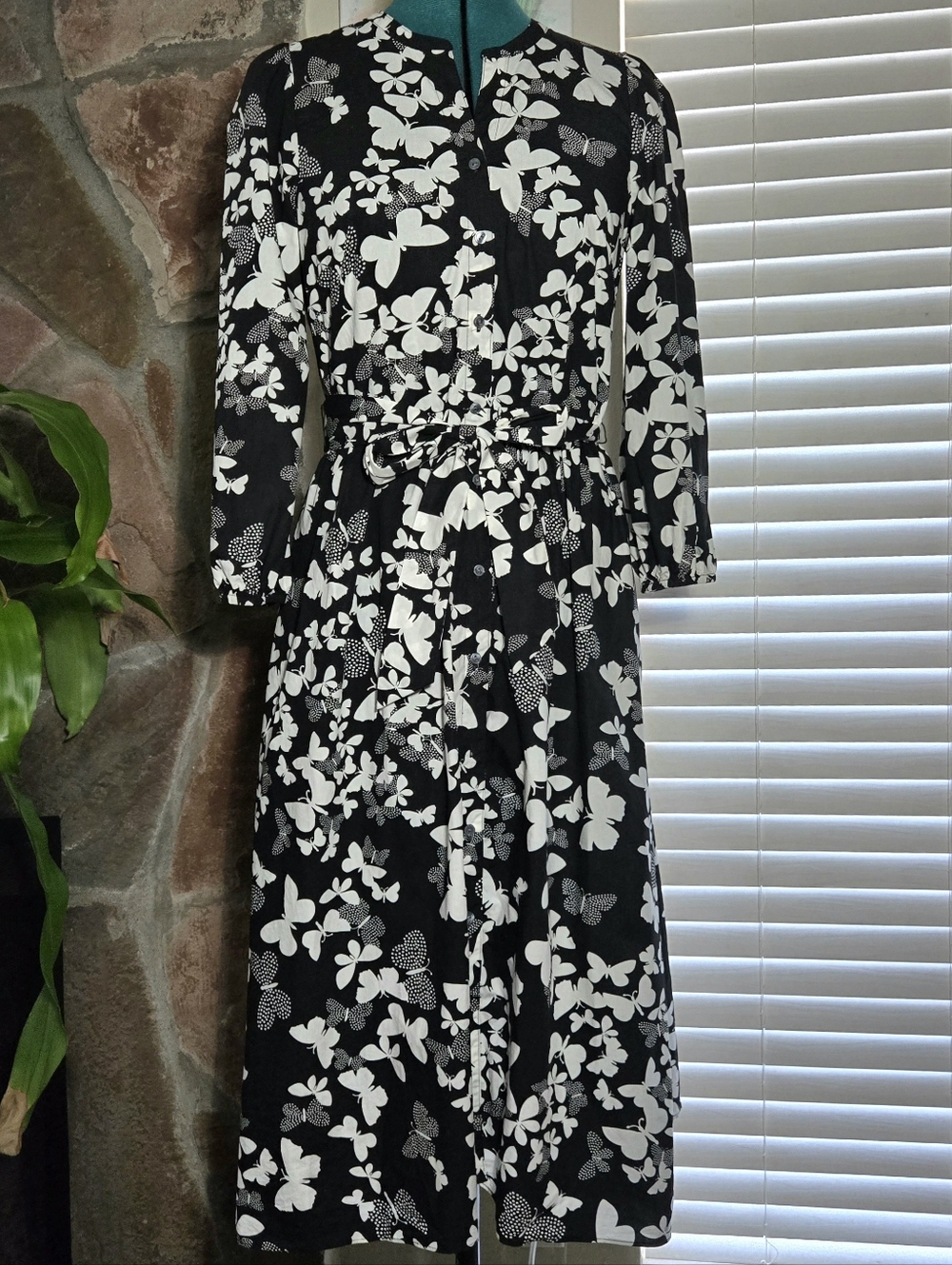 Talbots Butterfly Belted Poplin Garden Party Dress with pockets - 100% Cotton